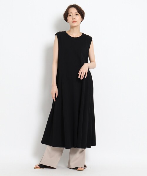 JET(ジェット)の「◆【ウォッシャブル】ドライタッチ天竺フレアワンピース(ワンピース・レディース・ブラック/カーキ/ピンク系・04)」の2枚目の写真