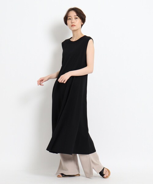 JET(ジェット)の「◆【ウォッシャブル】ドライタッチ天竺フレアワンピース(ワンピース・レディース・ブラック/カーキ/ピンク系・04)」の6枚目の写真