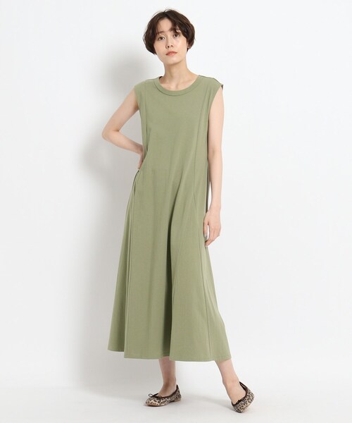 JET(ジェット)の「◆【ウォッシャブル】ドライタッチ天竺フレアワンピース(ワンピース・レディース・ブラック/カーキ/ピンク系・04)」の8枚目の写真