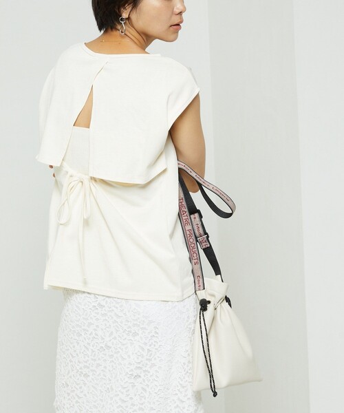 FREAK'S STORE（フリークスストア）の「バックオープンギャザーＴシャツ（Tシャツ/カットソー・レディース・ブルーグリーン/オフホワイト/ブラック/ピンク・ﾌﾘ-）」の2枚目の写真