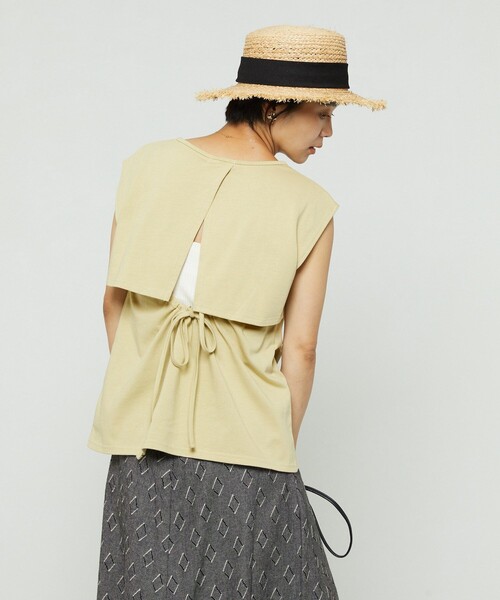 FREAK'S STORE（フリークスストア）の「バックオープンギャザーＴシャツ（Tシャツ/カットソー・レディース・ブルーグリーン/オフホワイト/ブラック/ピンク・ﾌﾘ-）」の10枚目の写真