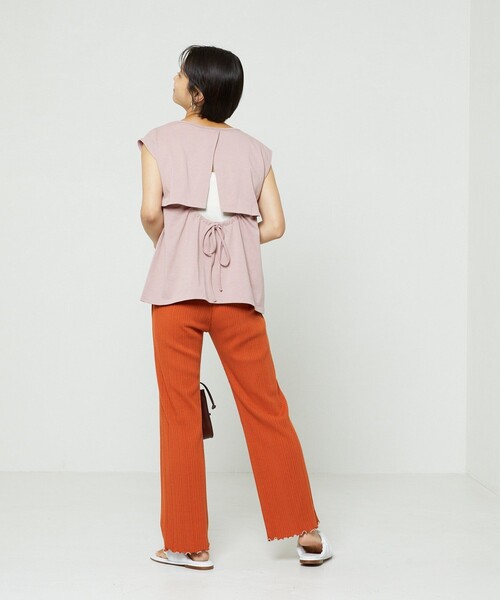 FREAK'S STORE（フリークスストア）の「バックオープンギャザーＴシャツ（Tシャツ/カットソー・レディース・ブルーグリーン/オフホワイト/ブラック/ピンク・ﾌﾘ-）」の12枚目の写真