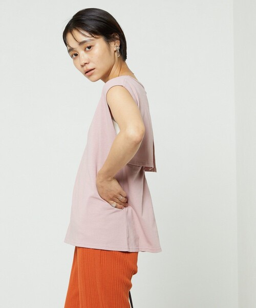 FREAK'S STORE（フリークスストア）の「バックオープンギャザーＴシャツ（Tシャツ/カットソー・レディース・ブルーグリーン/オフホワイト/ブラック/ピンク・ﾌﾘ-）」の13枚目の写真