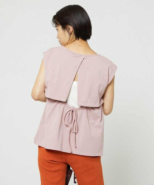 FREAK'S STORE（フリークスストア）の「バックオープンギャザーＴシャツ（Tシャツ/カットソー・レディース・ブルーグリーン/オフホワイト/ブラック/ピンク・ﾌﾘ-）」の14枚目の写真