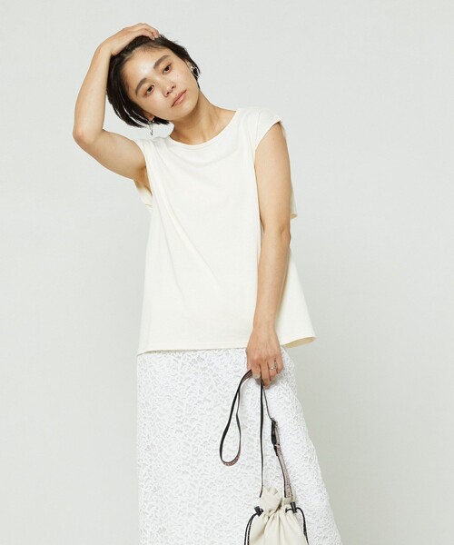 FREAK'S STORE（フリークスストア）の「バックオープンギャザーＴシャツ（Tシャツ/カットソー・レディース・ブルーグリーン/オフホワイト/ブラック/ピンク・ﾌﾘ-）」の18枚目の写真