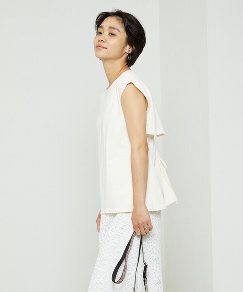 FREAK'S STORE（フリークスストア）の「バックオープンギャザーＴシャツ（Tシャツ/カットソー・レディース・ブルーグリーン/オフホワイト/ブラック/ピンク・ﾌﾘ-）」の19枚目の写真