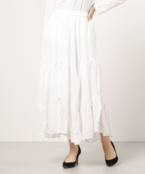 dispark（ディスパーク）の「DISPARK/ランダムティアードロングスカート（スカート・レディース・ホワイト・FREE）」の2枚目の写真