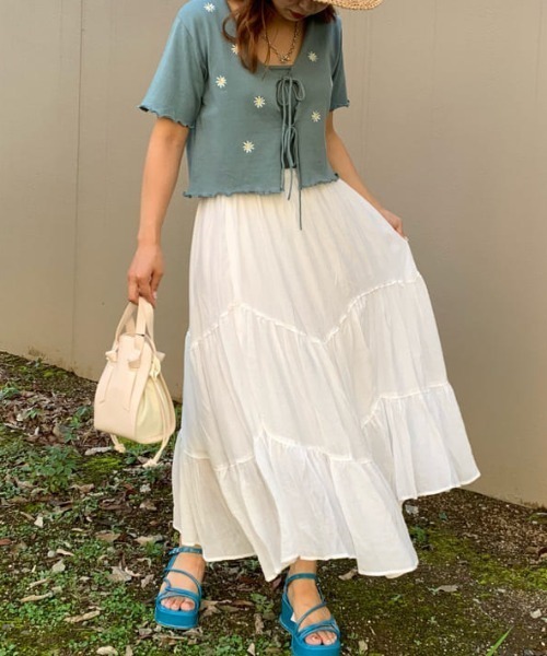 dispark（ディスパーク）の「DISPARK/ランダムティアードロングスカート（スカート・レディース・ホワイト・FREE）」の8枚目の写真