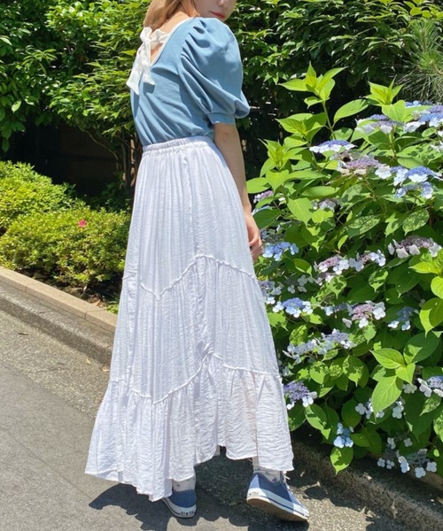 dispark（ディスパーク）の「DISPARK/ランダムティアードロングスカート（スカート・レディース・ホワイト・FREE）」の9枚目の写真