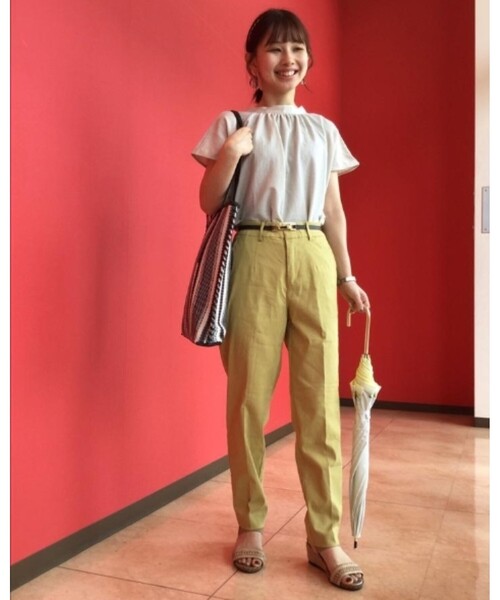 SHOO・LA・RUE（シューラルー）の「◆【SS-4L/3Dスキャン】ひんやり麻混スティックパンツ（その他パンツ・レディース・ライトブルー/イエロー/ブラック/カーキ/ライトベージュ・02/03/04/01/10/05/06）」の11枚目の写真