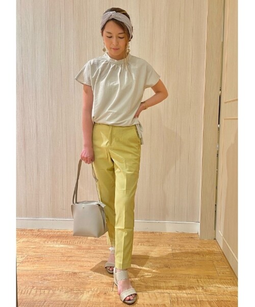 SHOO・LA・RUE（シューラルー）の「◆【SS-4L/3Dスキャン】ひんやり麻混スティックパンツ（その他パンツ・レディース・ライトブルー/イエロー/ブラック/カーキ/ライトベージュ・02/03/04/01/10/05/06）」の8枚目の写真