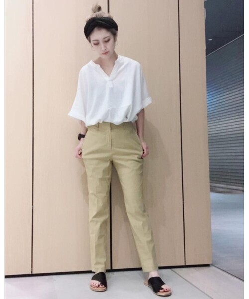 SHOO・LA・RUE（シューラルー）の「◆【SS-4L/3Dスキャン】ひんやり麻混スティックパンツ（その他パンツ・レディース・ライトブルー/イエロー/ブラック/カーキ/ライトベージュ・02/03/04/01/10/05/06）」の12枚目の写真