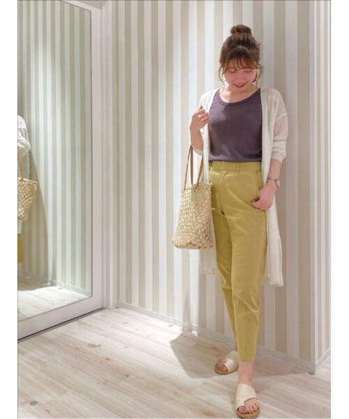 SHOO・LA・RUE（シューラルー）の「◆【SS-4L/3Dスキャン】ひんやり麻混スティックパンツ（その他パンツ・レディース・ライトブルー/イエロー/ブラック/カーキ/ライトベージュ・02/03/04/01/10/05/06）」の10枚目の写真