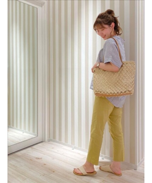 SHOO・LA・RUE（シューラルー）の「◆【SS-4L/3Dスキャン】ひんやり麻混スティックパンツ（その他パンツ・レディース・ライトブルー/イエロー/ブラック/カーキ/ライトベージュ・02/03/04/01/10/05/06）」の15枚目の写真