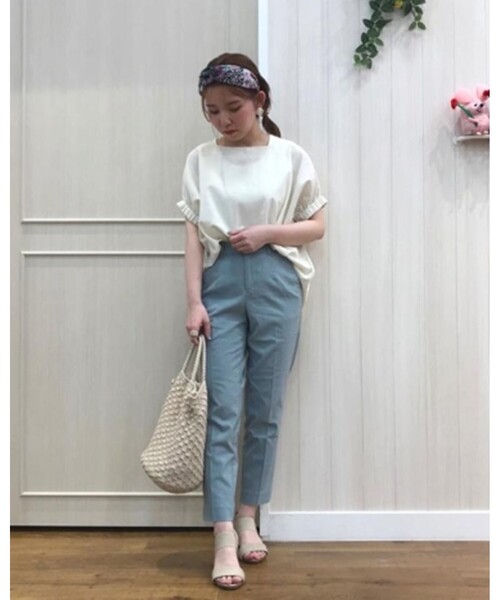 SHOO・LA・RUE（シューラルー）の「◆【SS-4L/3Dスキャン】ひんやり麻混スティックパンツ（その他パンツ・レディース・ライトブルー/イエロー/ブラック/カーキ/ライトベージュ・02/03/04/01/10/05/06）」の22枚目の写真