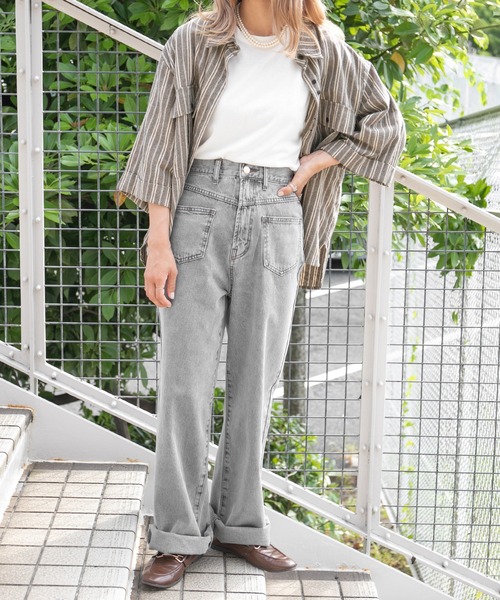 kutir(クティール)の「フロントポケットデニム(デニムパンツ・レディース・ライトグレー/サックスブルー・SMALL/MEDIUM/LARGE)」の5枚目の写真