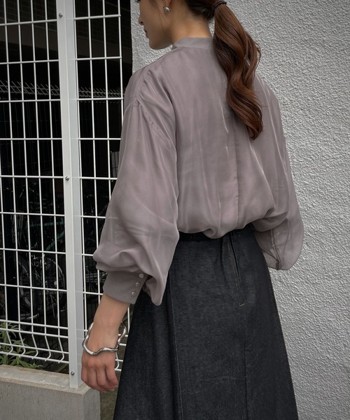 &g'aime（アンジェム）の「【&g'aime】シアーレイヤードトップス（Tシャツ/カットソー・レディース・ホワイト/ブラック/カーキ/グレイッシュベージュ・FREE）」の15枚目の写真