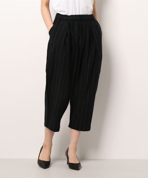 Samansa Mos2（サマンサ モスモス）の「イージーテーパードストライプパンツ（その他パンツ・レディース・キナリ/グレー/ブラック・ﾌﾘ-）」の6枚目の写真