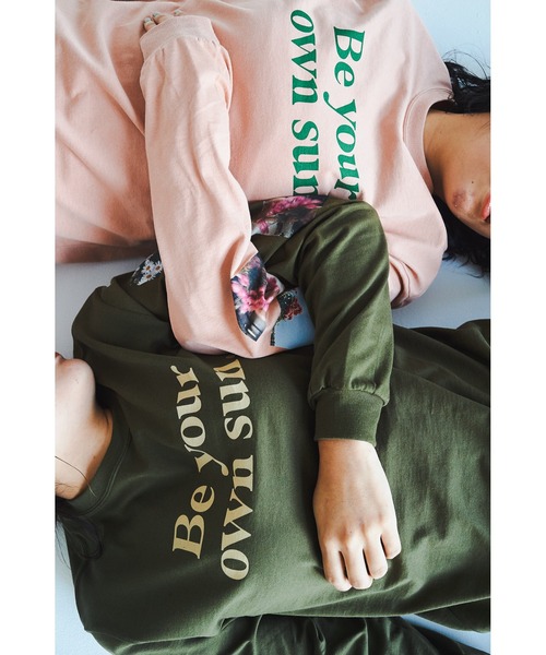STOCK（ストック）の「Be your own sun long tee（Tシャツ/カットソー・レディース・ホワイト/カーキ/ピンク・M/L）」の3枚目の写真