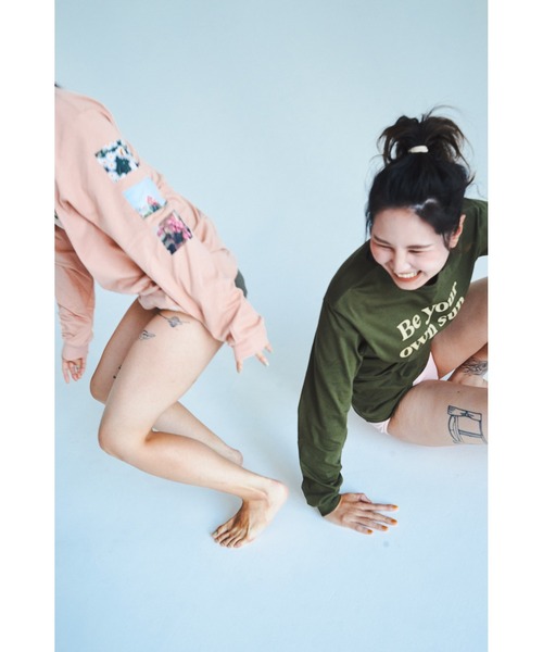 STOCK（ストック）の「Be your own sun long tee（Tシャツ/カットソー・レディース・ホワイト/カーキ/ピンク・M/L）」の14枚目の写真