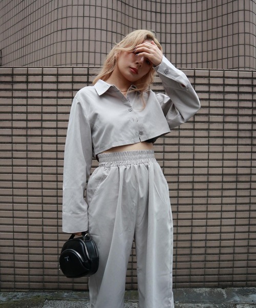 FIG&VIPER（フィグアンドバイパー）の「ピーチスキンショートSH（シャツ/ブラウス・レディース・ライトグレー/ダークグレー/パープル・FREE）」の18枚目の写真