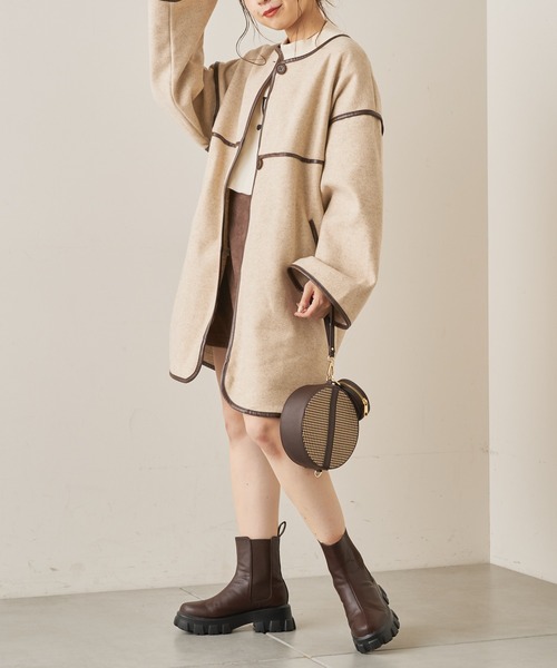 Chico（チコ）の「パイピングノーカラーコート（ノーカラーコート・レディース・ブラック/ベージュ/ライトベージュ・FREE）」の9枚目の写真