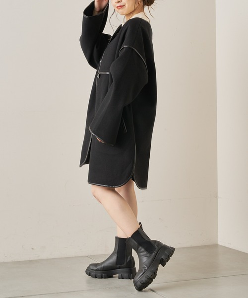 Chico（チコ）の「パイピングノーカラーコート（ノーカラーコート・レディース・ブラック/ベージュ/ライトベージュ・FREE）」の21枚目の写真