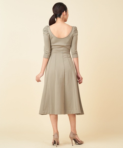 ROYAL PARTY（ロイヤルパーティー）の「パワショルフレアニットワンピース（ワンピース・レディース・ブラック/カーキ/パープル・FREE）」の12枚目の写真