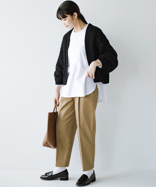 haco!（ハコ）の「どんなコーデにもサッと羽織るだけで気軽に着映える！ケーブルニットカーディガン（カーディガン/ボレロ・レディース・ブラック/アイボリー・2/1）」の15枚目の写真