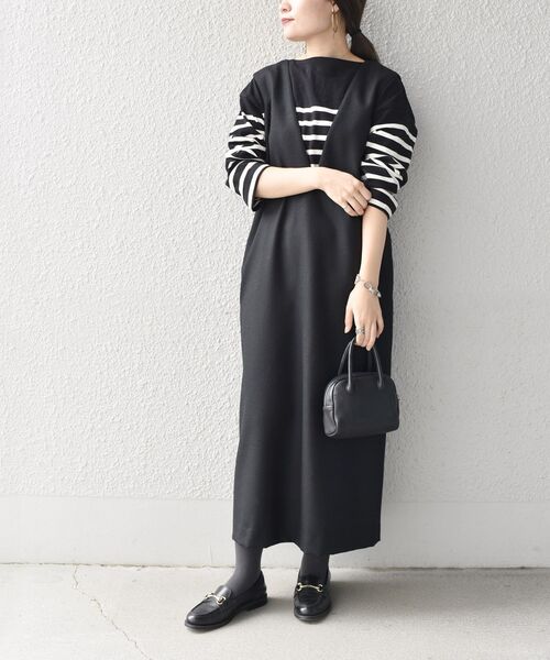 ワンピース NMDS26234D(ワンピース) 80s ORGANIC MICRO CHECK OVERDYE CREW-NECK