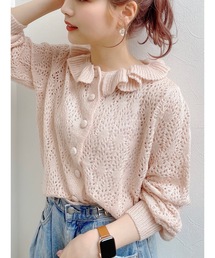 フリルネックカーディガン