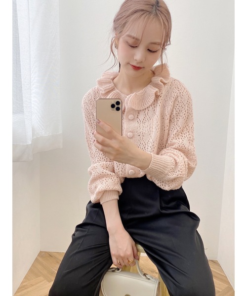 JUMELLE（ジュメロ）の「フリルネックカーディガン（ニット/セーター・レディース・ピンク・FREE）」の10枚目の写真