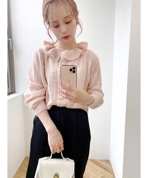 JUMELLE（ジュメロ）の「フリルネックカーディガン（ニット/セーター・レディース・ピンク・FREE）」の14枚目の写真