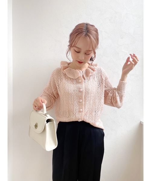 JUMELLE（ジュメロ）の「フリルネックカーディガン（ニット/セーター・レディース・ピンク・FREE）」の12枚目の写真