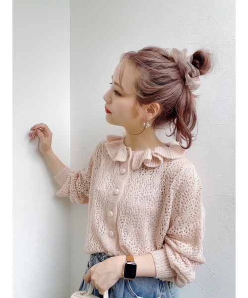 JUMELLE（ジュメロ）の「フリルネックカーディガン（ニット/セーター・レディース・ピンク・FREE）」の13枚目の写真