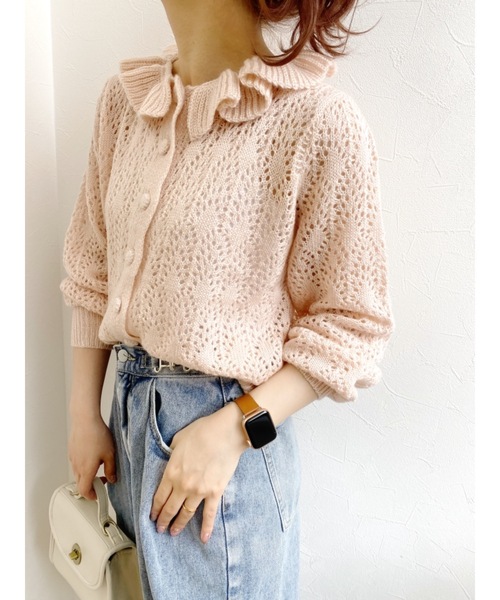 JUMELLE（ジュメロ）の「フリルネックカーディガン（ニット/セーター・レディース・ピンク・FREE）」の11枚目の写真