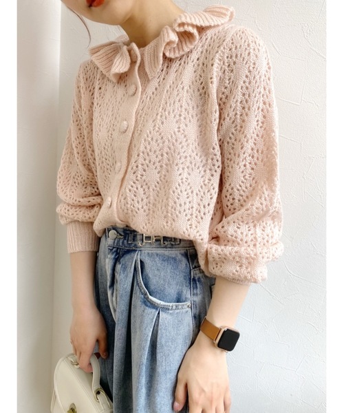 JUMELLE（ジュメロ）の「フリルネックカーディガン（ニット/セーター・レディース・ピンク・FREE）」の15枚目の写真