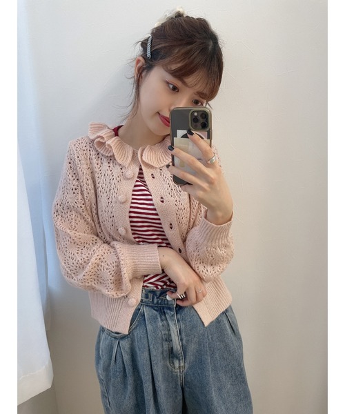 JUMELLE（ジュメロ）の「フリルネックカーディガン（ニット/セーター・レディース・ピンク・FREE）」の19枚目の写真