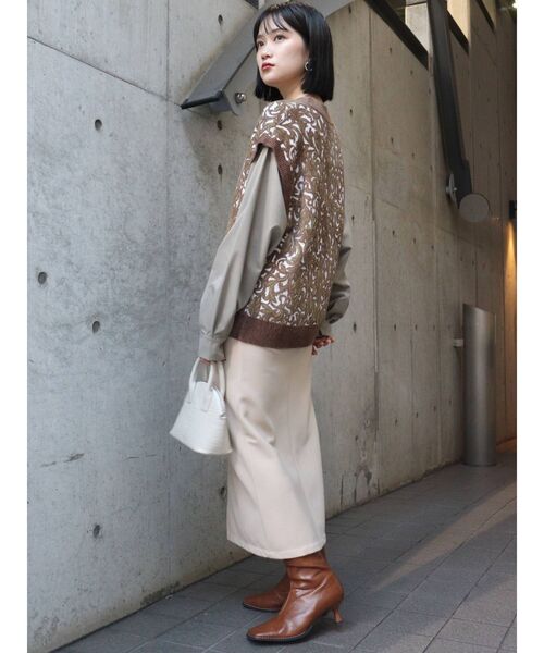 MURUA（ムルーア）の「モールジャガードドッキングシャツ（シャツ/ブラウス・レディース・アイボリー/ブラウン/ブラック・FREE）」の8枚目の写真