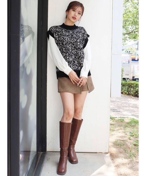 MURUA（ムルーア）の「モールジャガードドッキングシャツ（シャツ/ブラウス・レディース・アイボリー/ブラウン/ブラック・FREE）」の12枚目の写真