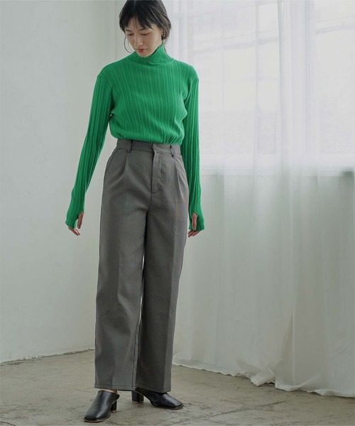 miette（ミエット）の「ｶｼﾐｱﾀｯﾁﾗﾝﾀﾞﾑﾘﾌﾞﾀｰﾄﾙﾆｯﾄ（ニット/セーター・レディース・ブラック/ブルー/グリーン/アイボリー・FREE）」の5枚目の写真