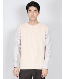 m.f.editorial（エムエフエディトリアル）の「エムエフエディトリアルメンズ/m.f.editorial：MEN フェイクレイヤード 市松 クルーネック長袖プルオーバーTシャツ（Tシャツ/カットソー・メンズ）」