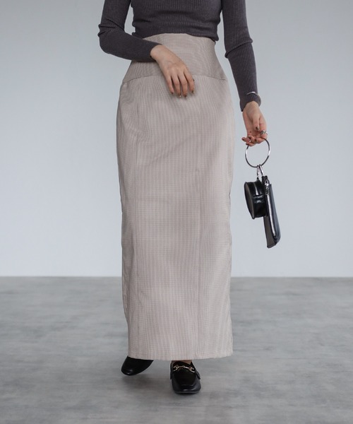 4youstory（フォーユーストーリー）の「2wayチェックハイウエストタイトジャンスカ（ジャンパースカート・レディース・アイボリー/ブラック/ベージュ・FREE）」の5枚目の写真