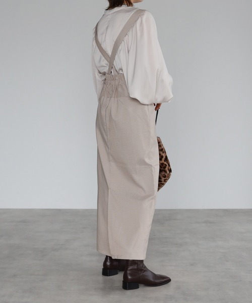 4youstory（フォーユーストーリー）の「2wayチェックハイウエストタイトジャンスカ（ジャンパースカート・レディース・アイボリー/ブラック/ベージュ・FREE）」の7枚目の写真