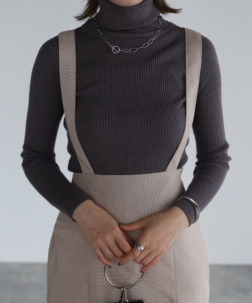 4youstory（フォーユーストーリー）の「2wayチェックハイウエストタイトジャンスカ（ジャンパースカート・レディース・アイボリー/ブラック/ベージュ・FREE）」の11枚目の写真