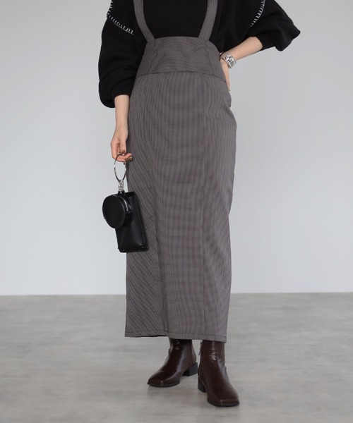 4youstory（フォーユーストーリー）の「2wayチェックハイウエストタイトジャンスカ（ジャンパースカート・レディース・アイボリー/ブラック/ベージュ・FREE）」の17枚目の写真