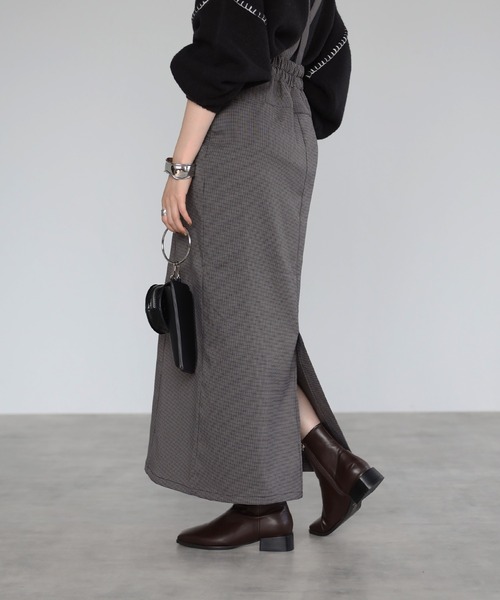 4youstory（フォーユーストーリー）の「2wayチェックハイウエストタイトジャンスカ（ジャンパースカート・レディース・アイボリー/ブラック/ベージュ・FREE）」の18枚目の写真