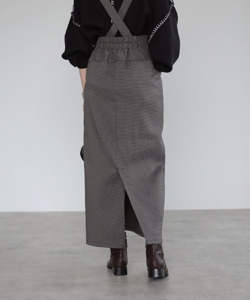 4youstory（フォーユーストーリー）の「2wayチェックハイウエストタイトジャンスカ（ジャンパースカート・レディース・アイボリー/ブラック/ベージュ・FREE）」の20枚目の写真