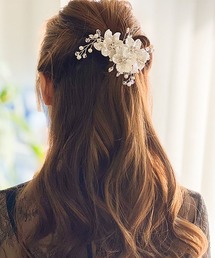 ビジュー＆パールフラワーモチーフヘアクリップ 結婚式 パーティー お呼ばれ オケージョン