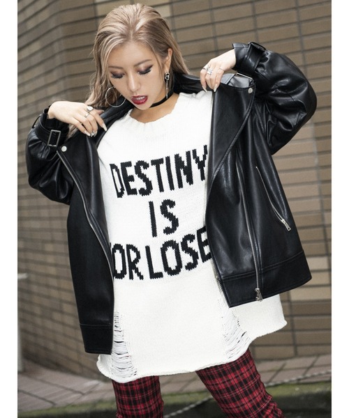 EGOIST（エゴイスト）の「ビッグカラーオーバーライダースジャケット（ライダースジャケット・レディース・ブラック・FREE）」の13枚目の写真